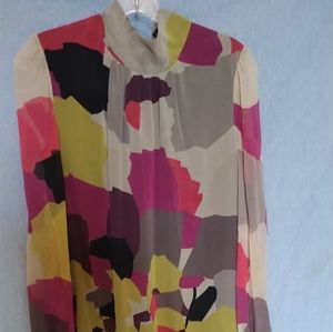 French connection abstract print silk sheath dress